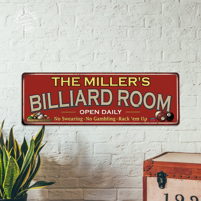Personalized Billiard Room Red Sign Game Room Pool 6x18 106180105001