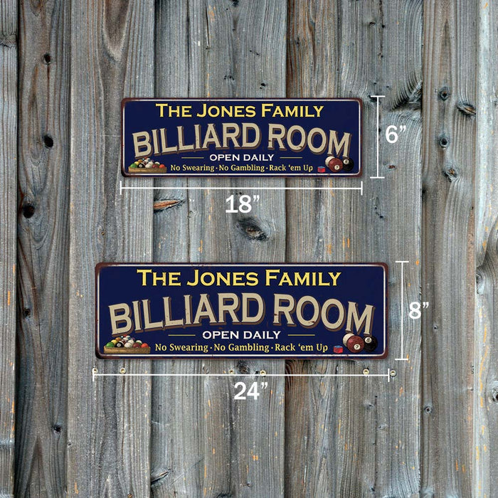 Personalized Billiard Room Blue Sign Game Room Pool 6x18 106180107001