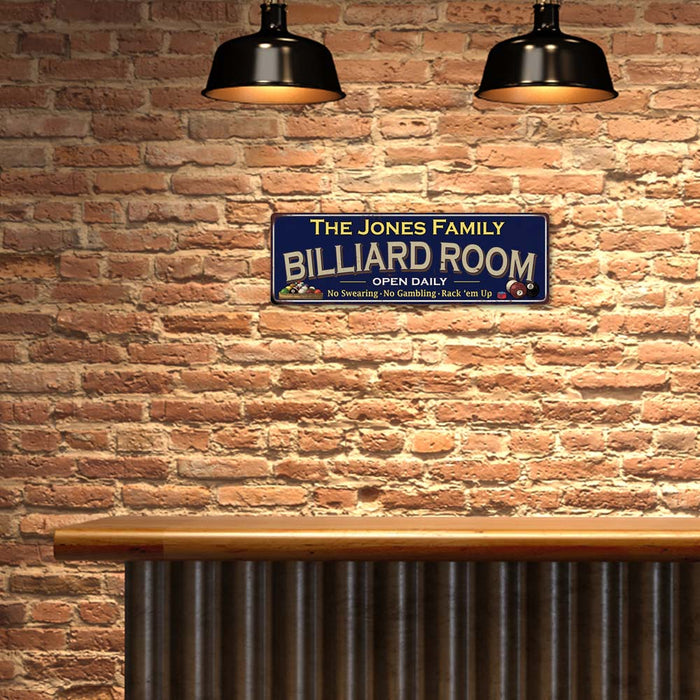 Personalized Billiard Room Blue Sign Game Room Pool 6x18 106180107001