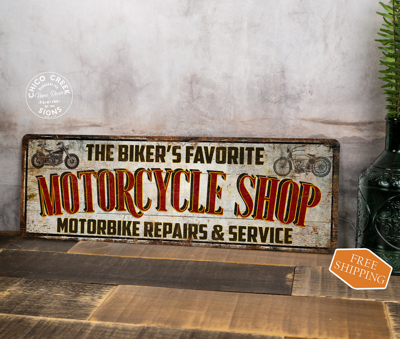 Motorcycle Shop Garage Sign Mechanic Auto Repair Motorbike Tools Dad 106182001007