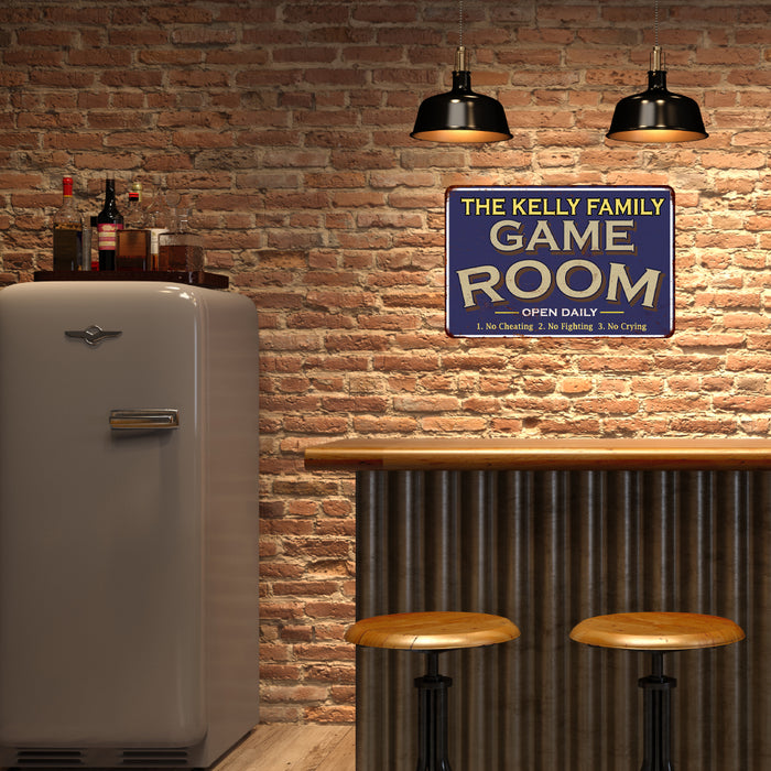 Personalized Blue Game Room Sign Metal Wall Decor Sign 108120002001
