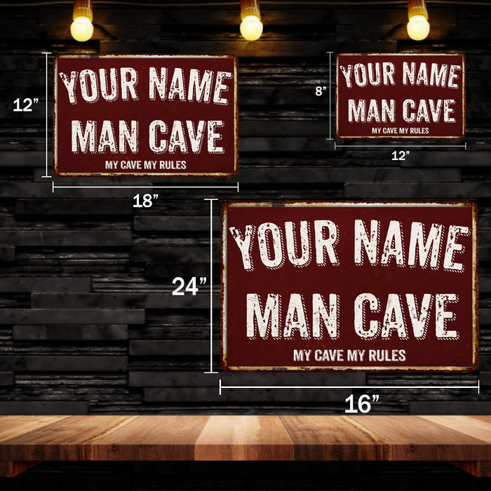Personalized Man Cave Red Grunge Sign Metal Wall Decor 108120003001