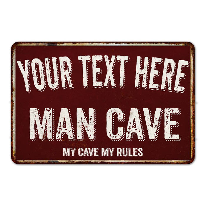 Personalized Man Cave Red Grunge Sign Metal Wall Decor 108120003001