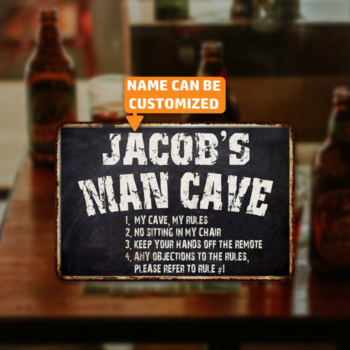 Personalized Man Cave Rules Black Grunge Sign Home Decor Gift Cave Funny 108120007001