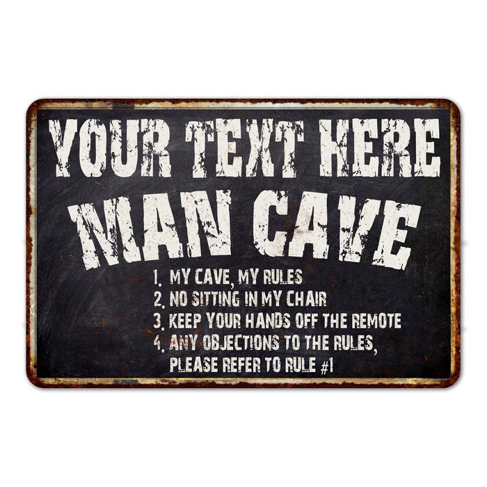 Personalized Man Cave Rules Black Grunge Sign Home Decor Gift Cave Funny 108120007001
