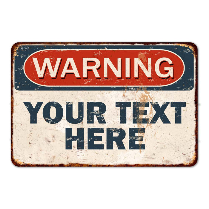 Personalized Warning Distressed Metal Sign Garage Shop Custom 108120009001