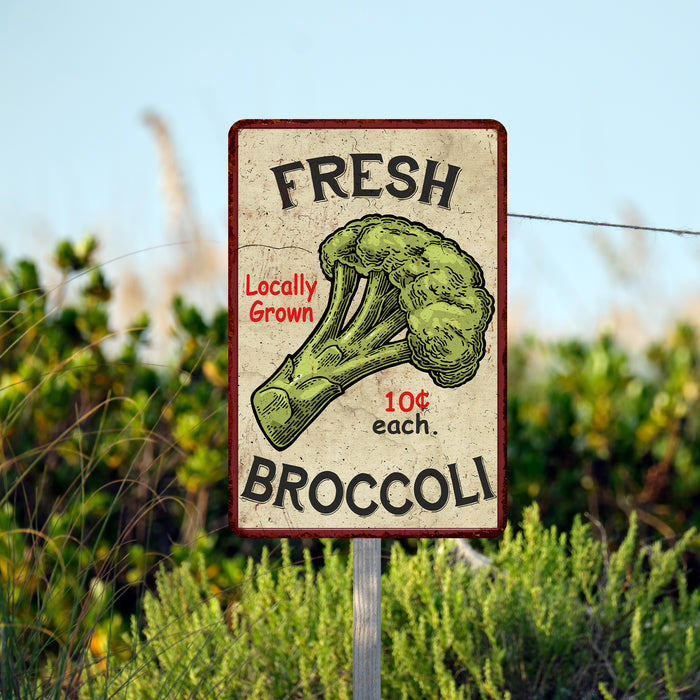 Fresh Broccoli Kitchen Vintage Look Chic 8x22 Metal Sign