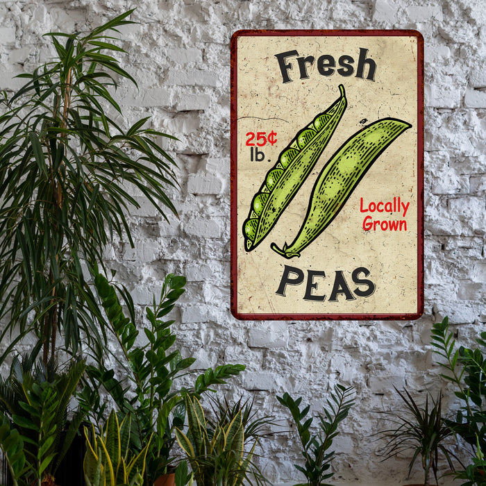Fresh Peas Kitchen Vintage Look Chic Metal Sign