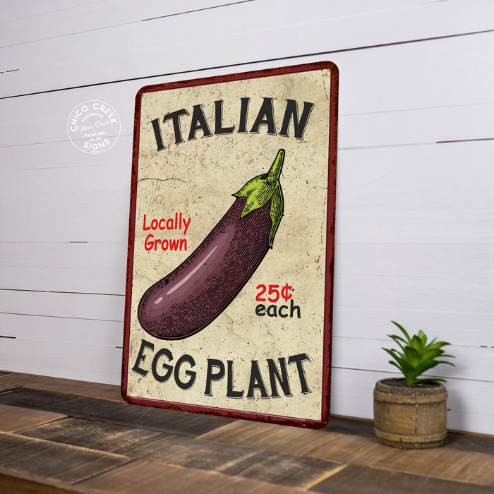 Italian Eggplant Kitchen Vintage Look Chic Metal Sign