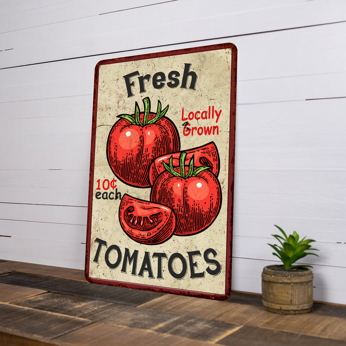 Fresh Tomatoes Kitchen Vintage Look Chic Metal Sign