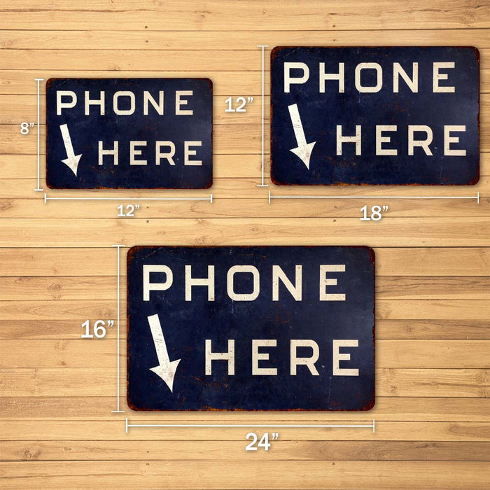 Phone Here Vintage Look Chic Distressed Metal Sign 108120020109