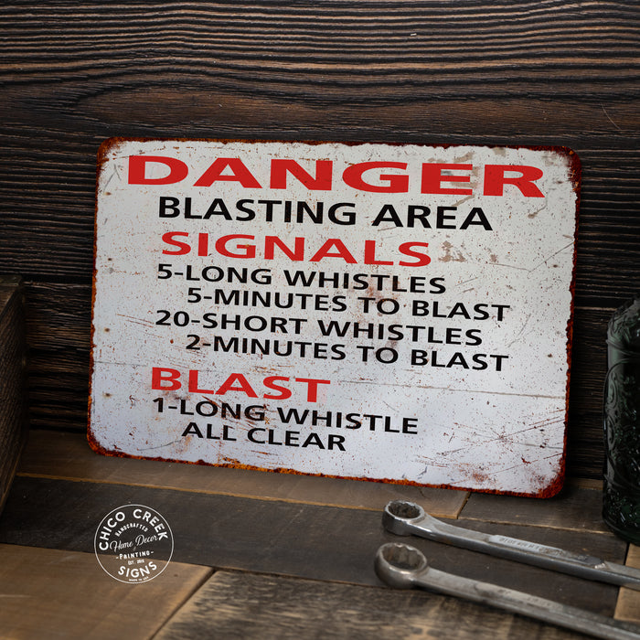 Blasting Area Vintage Look Chic Distressed Metal Sign