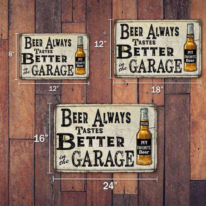 Beer Better In The Garage Vintage Look Chic Distressed
