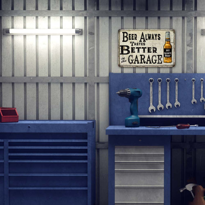 Beer Better In The Garage Vintage Look Chic Distressed