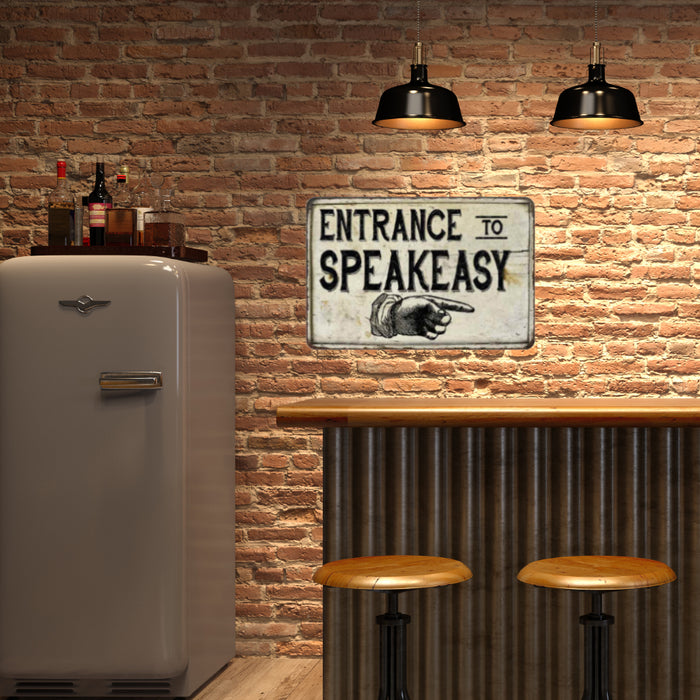Entrance to Speakeasy Distressed Metal Sign