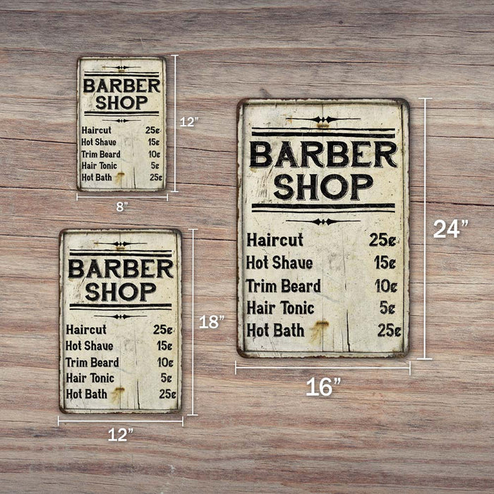 Barber Shop Price List Farmhouse Style Metal Sign