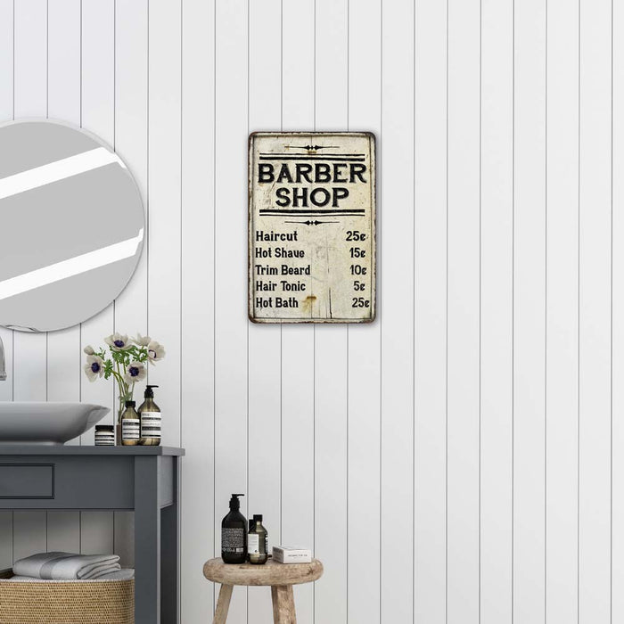 Barber Shop Price List Farmhouse Style Metal Sign