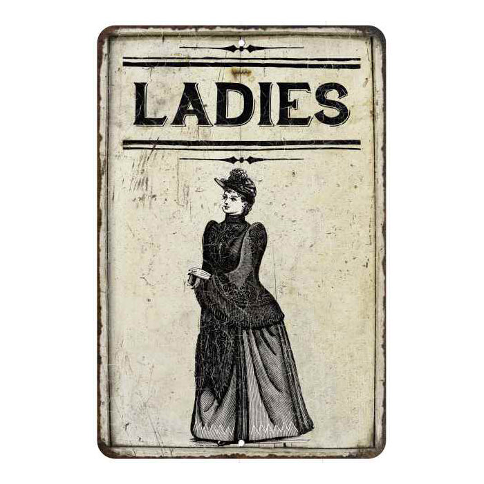 Ladies Restroom Sign Vintage Look Chic Distressed 8x12108120020243