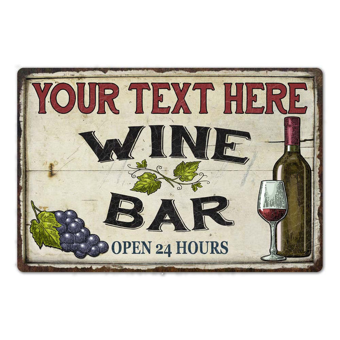 Personalized Wine Bar Sign Rustic Bar Wall Decor Gift Grapes Metal 108120034001