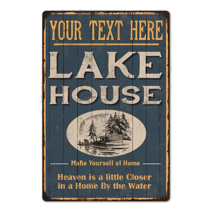 Personalized Lake House Blue Cabin Home Decor Gift Sign Metal 108120038001