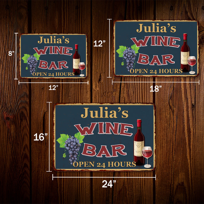 Personalized Green Wine Bar Wall Decor Kitchen Gift Sign Metal 108120043001
