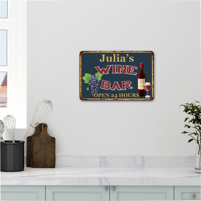 Personalized Green Wine Bar Wall Decor Kitchen Gift Sign Metal 108120043001