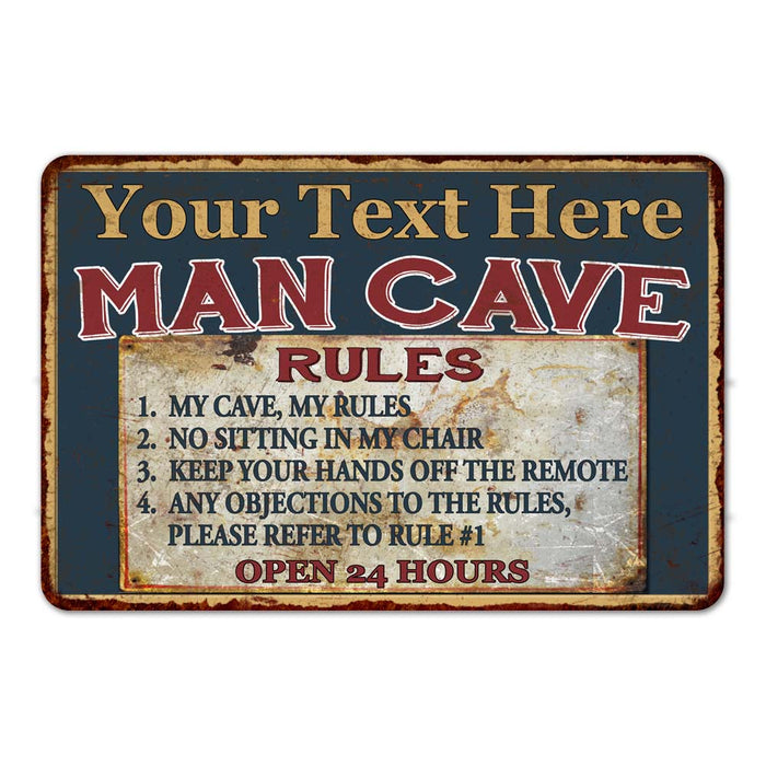Personalized Man Cave Rules Chic Rustic Green Sign Home Metal 108120049001