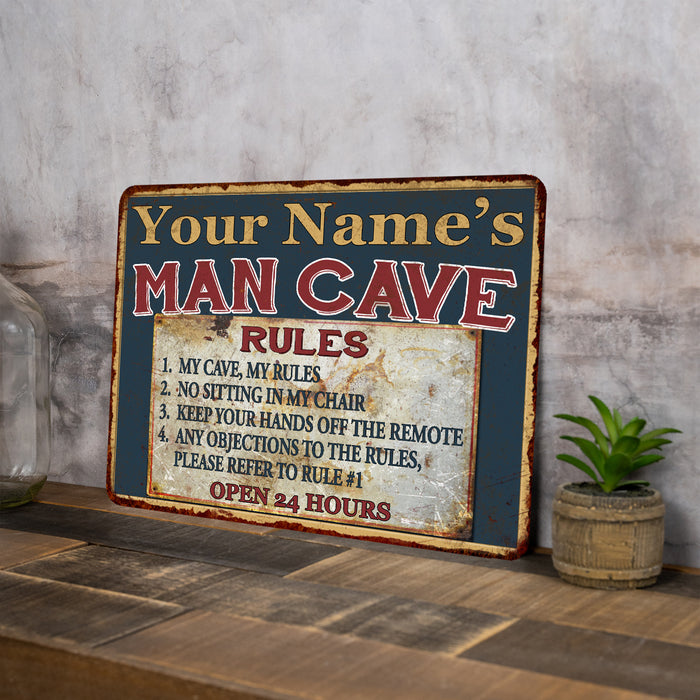 Personalized Man Cave Rules Chic Rustic Green Sign Home Metal 108120049001