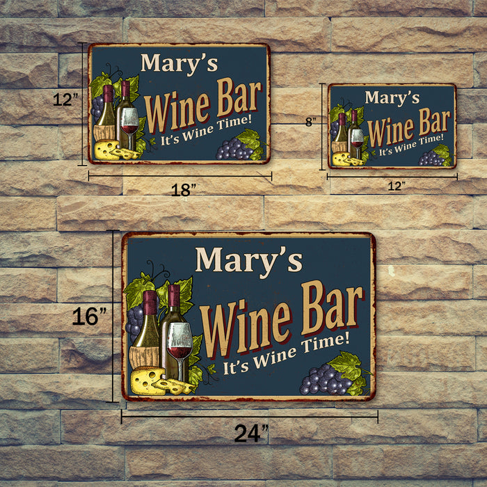 Personalized Blue Wine Bar Metal Wall Sign Home Decor 108120055001