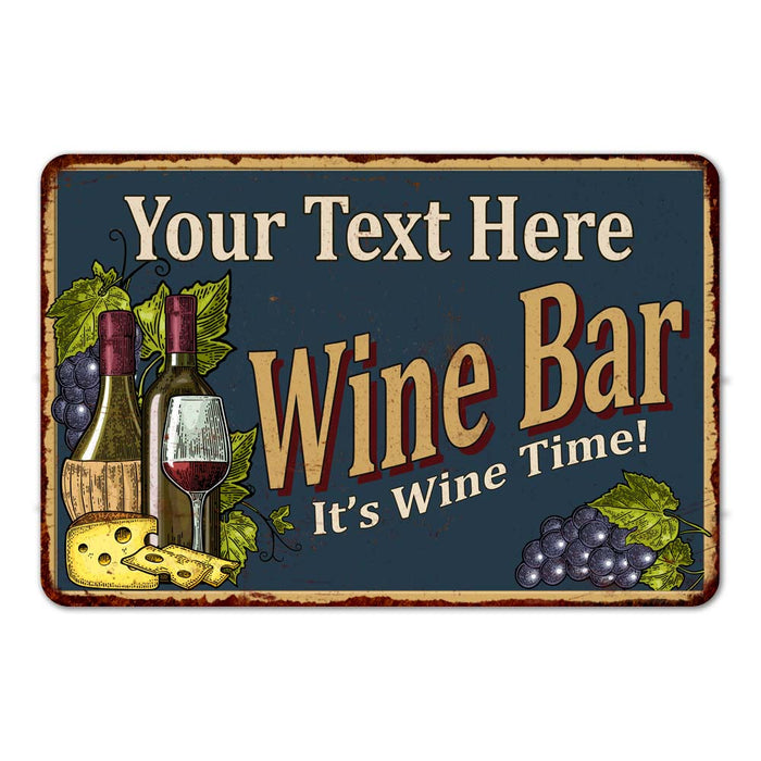 Personalized Blue Wine Bar Metal Wall Sign Home Decor 108120055001