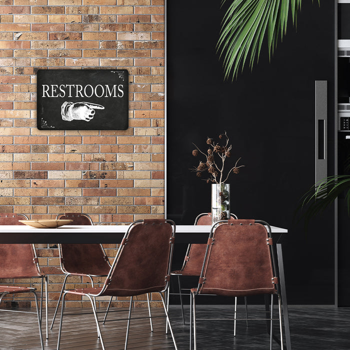 Restrooms Right Arrow Funny Bathroom 8x12 Metal Sign 108120061027