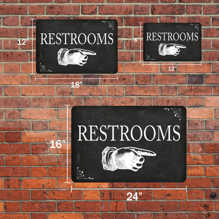 Restrooms Right Arrow Funny Bathroom 8x12 Metal Sign 108120061027