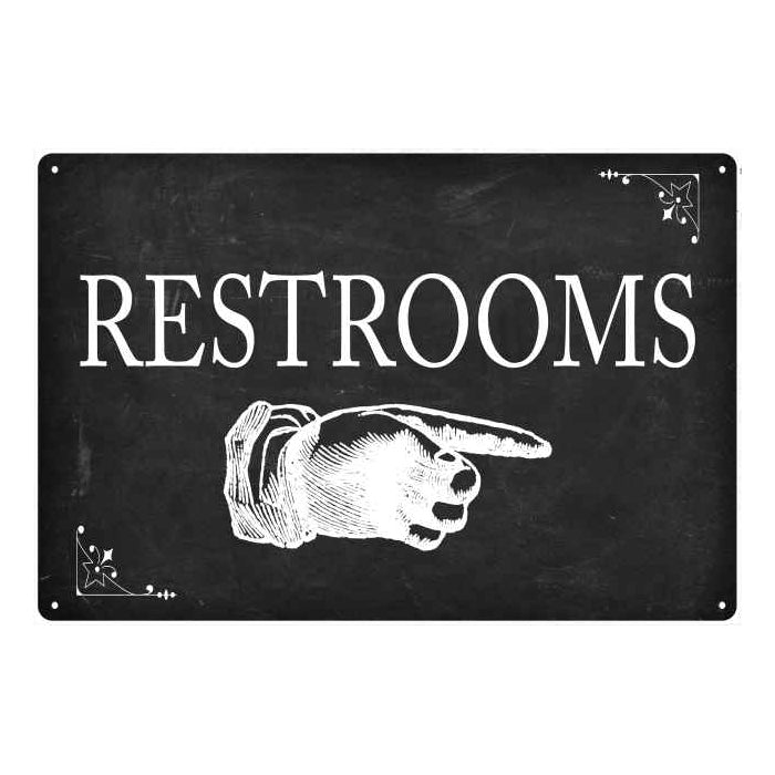 Restrooms…Right Arrow Funny Bathroom 8x12 Metal Sign 108120061027