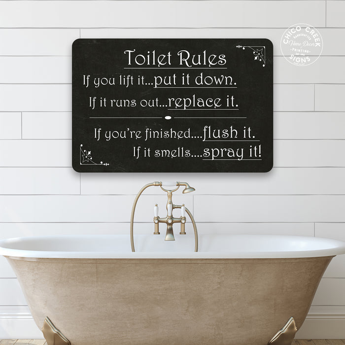 Toilet Rules, if you lift it Funny Bathroom Metal Sign 108120061031