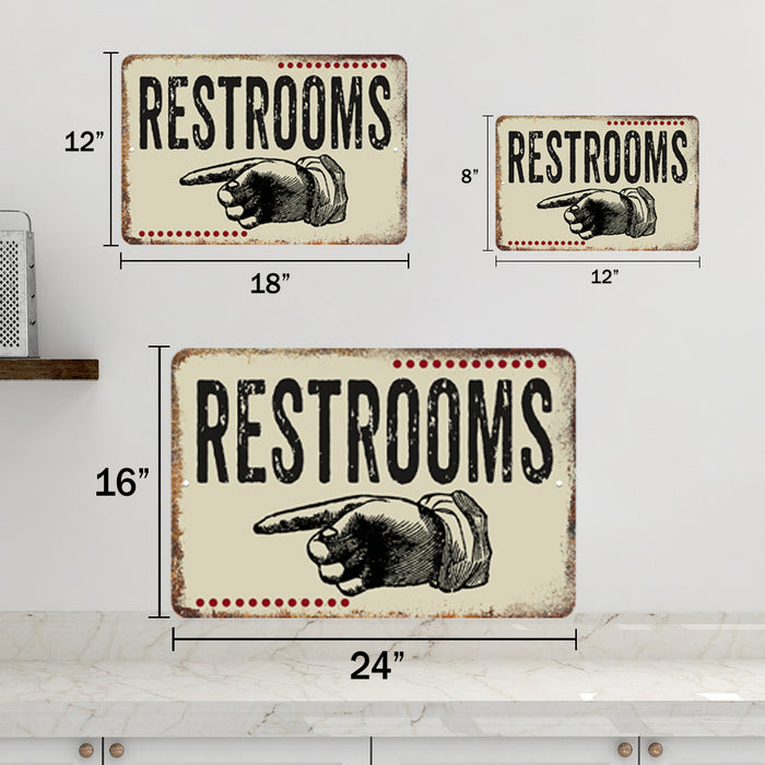Restrooms Left Vintage 50's Diner Metal Sign 108120061057
