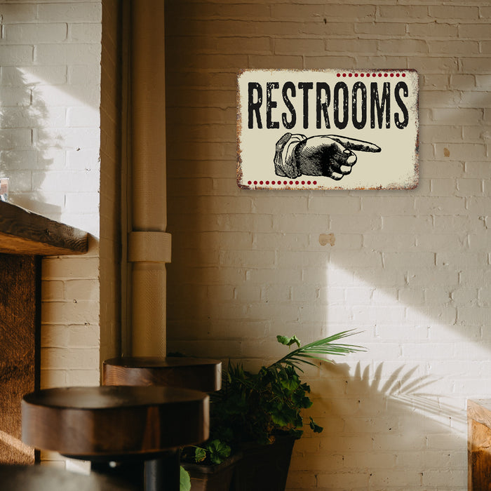 Restrooms Right Vintage 50's Diner Metal Sign 108120061058