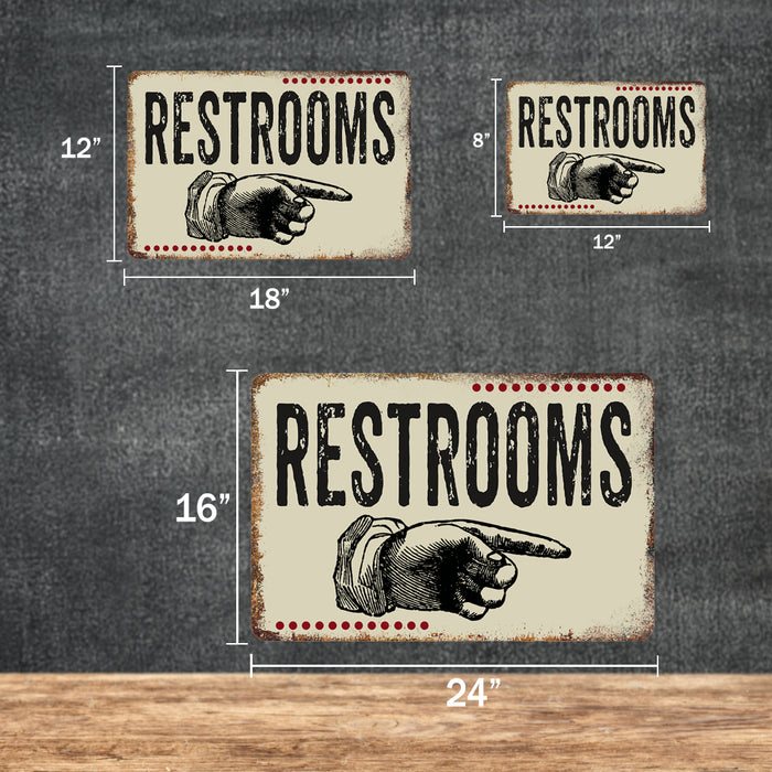 Restrooms Right Vintage 50's Diner Metal Sign 108120061058