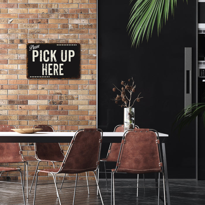 Pick Up Here Dark Vintage 50's Diner Metal Sign 108120061063