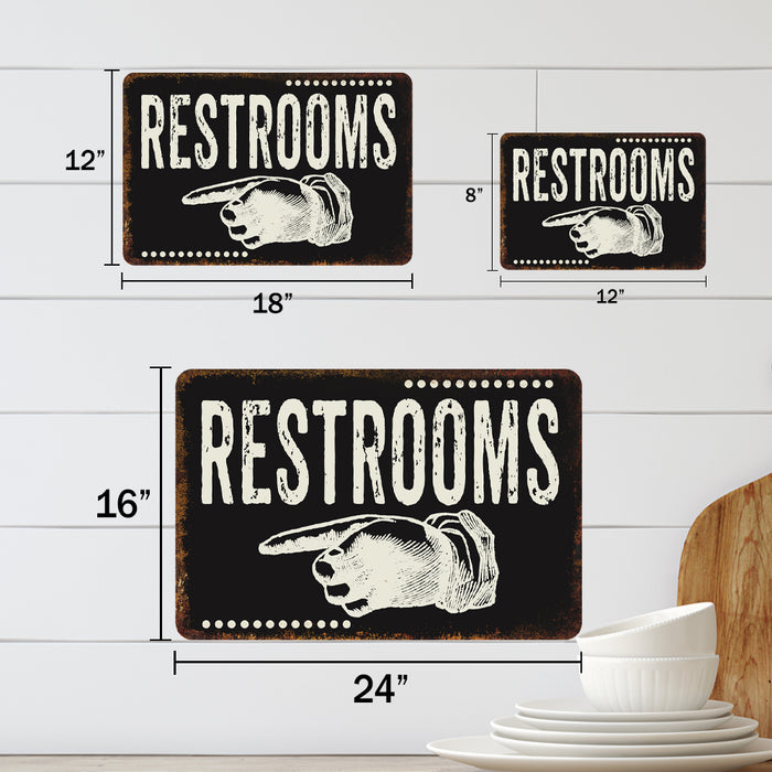 Restrooms Left Dark Metal Sign 108120061065