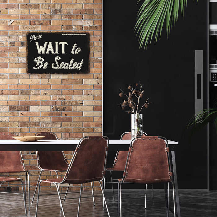 Please Wait To Be Seated Dark Vintage 50's Diner Metal Sign 108120061069