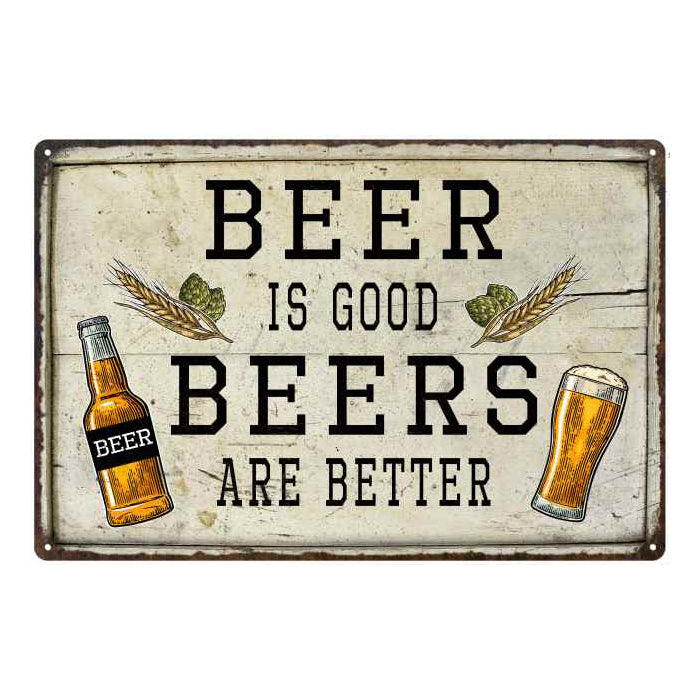 Beer is Good, Beers…Better Bar Pub Funny Gift 8x12 Metal Sign 108120064001