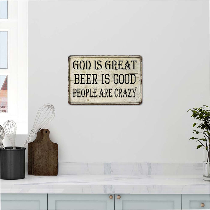 GOD is Great, Beer is Good Bar Pub Funny Gift 8x12 Metal Sign