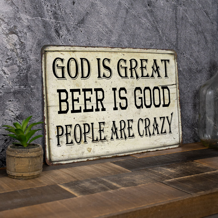 GOD is Great, Beer is Good Bar Pub Funny Gift 8x12 Metal Sign