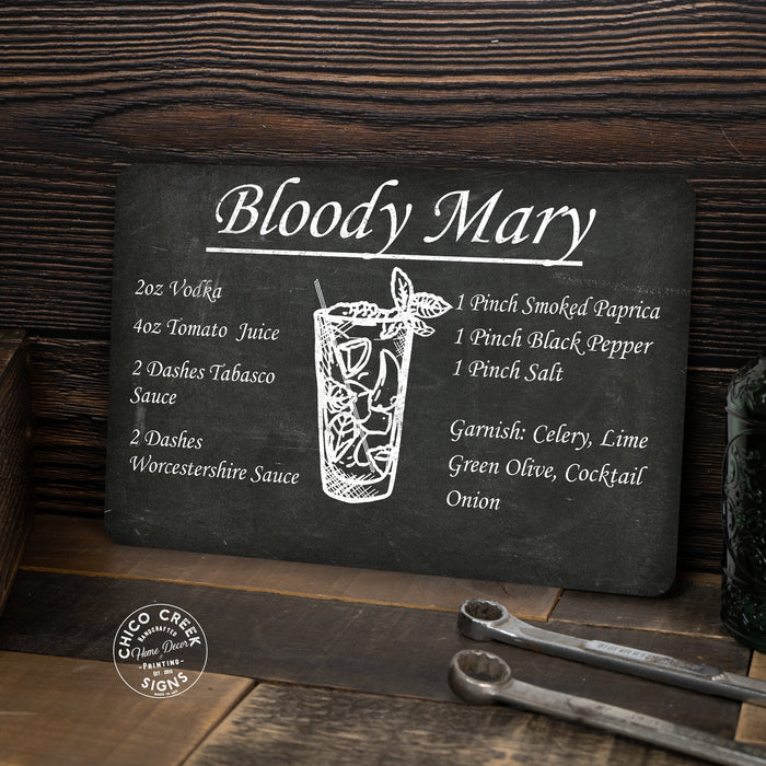 Bloody Mary Ingredients Bar Pub Alcohol Gift 8x12 Metal Sign