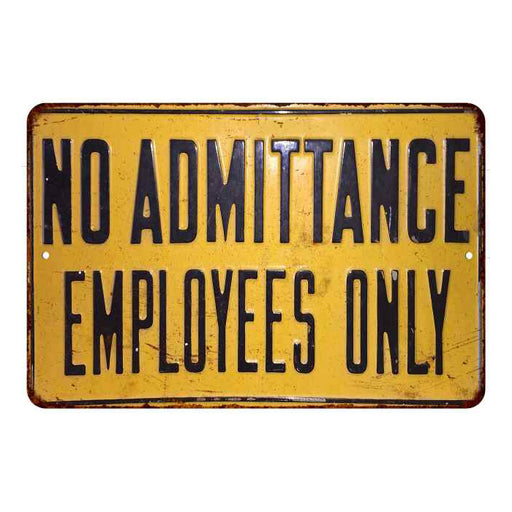 No Amittance Employees Only Sign Vintage Wall Décor Signs Art Decorations Tin Gift 