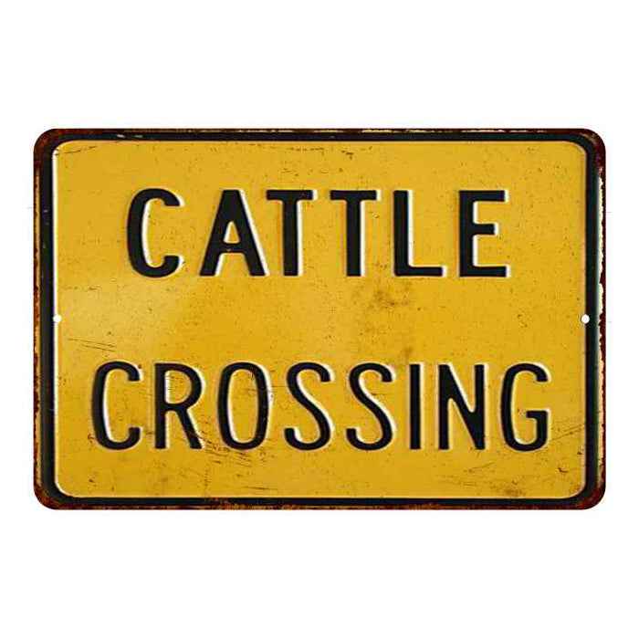 Cattle Crossing Sign Vintage Wall Décor Signs Art Decorations Tin Gift