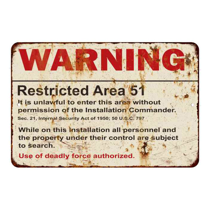Warning Restricted Area Military Sign Vintage Wall Décor Signs Art Decorations Tin Gift