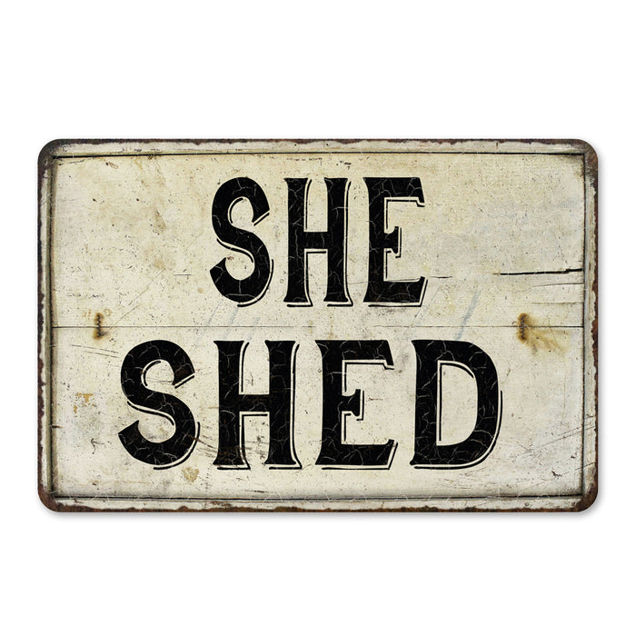 She Shed Vintage Look Diva Den She Shack Metal Sign Chic Distressed 108120068005