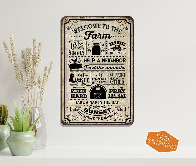 Welcome To The Farm Sign Tan Farm Life Faith Love Farmhouse Barn Home Decor Gift 108120069004