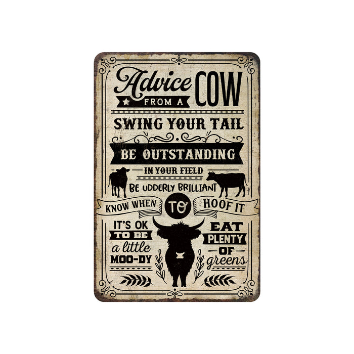 Advice From a Cow Sign Tan